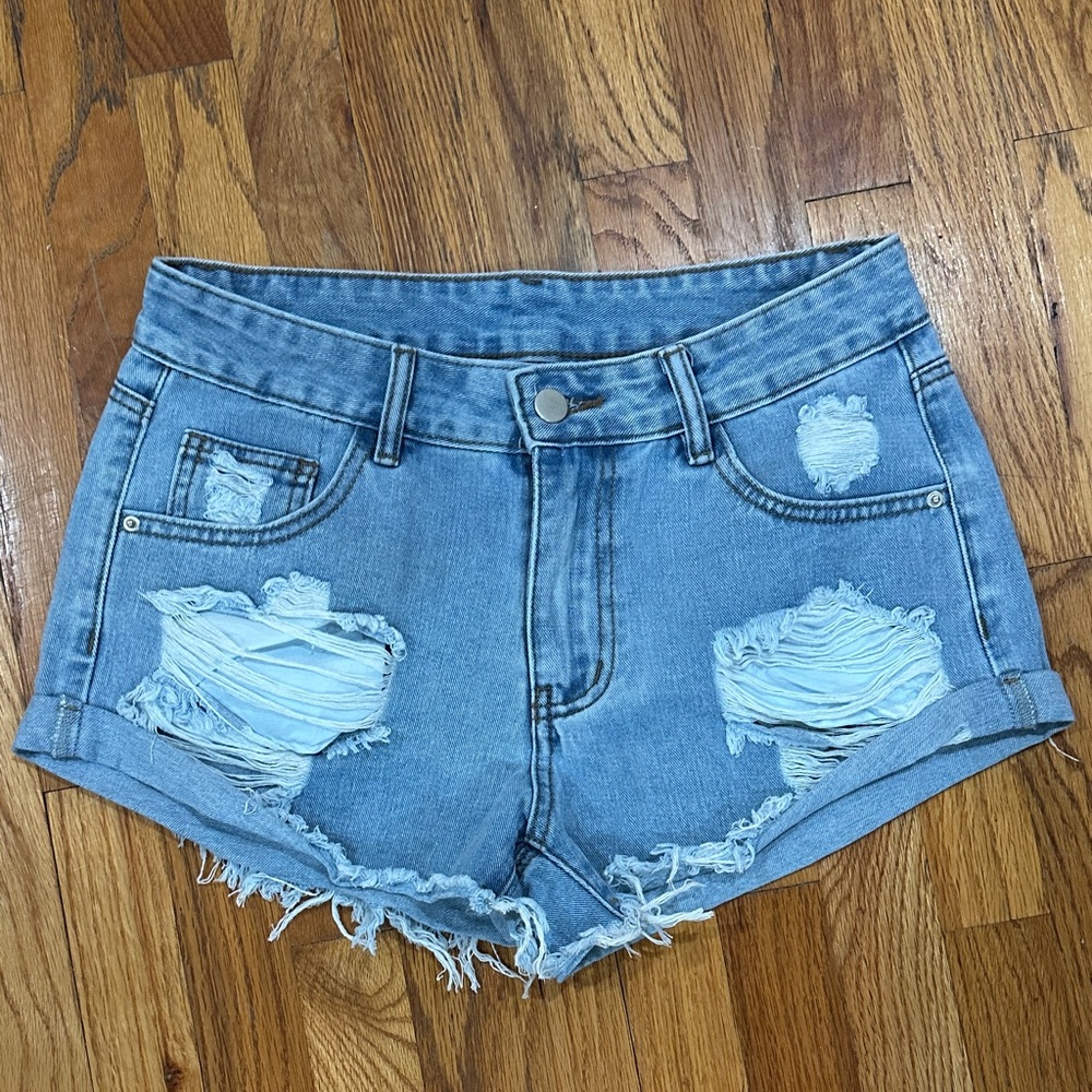 SHEIN Blue Distressed Jean Shorts 26